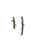 Handcrafted bronze thorn earrings on white background