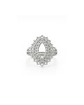 Handcrafted silver ring on white background